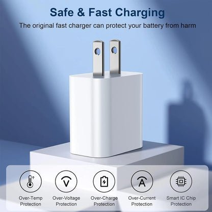 1-3Set 20W US USB C Port Fast Charger For iPhone 14 13 12 11 Pro Max Plus 3.3 Ft USB C Fast Charging Cable