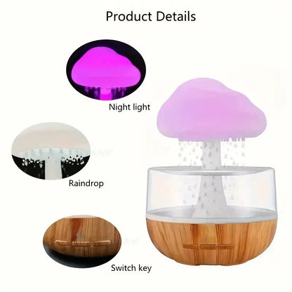 Mushroom Rain Cloud Humidifier Atmosphere Lamp Night Light Essential Oils