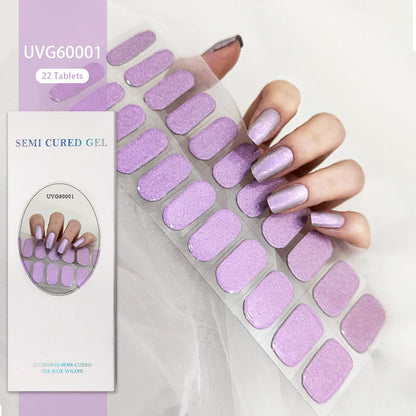 Stick-On Adhesive Semi-Cured Gel Nail Waterproof Long Lasting  (UV Lamp Needed)