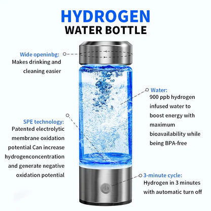 Hydrogen Water Bottle Portable Electric Bottle Titanium Quality Cup USB