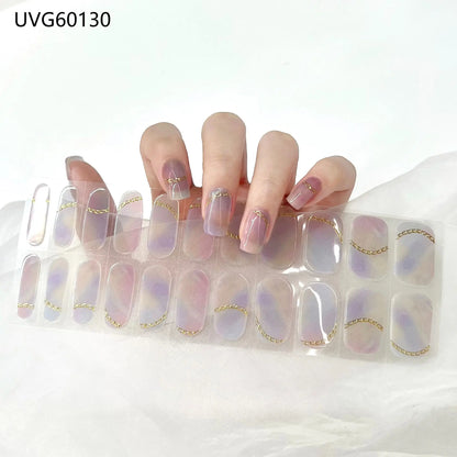 Stick-On Adhesive Semi-Cured Gel Nail Waterproof Long Lasting  (UV Lamp Needed)