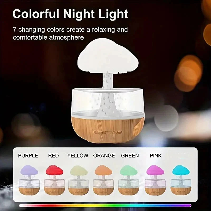 Mushroom Rain Cloud Humidifier Atmosphere Lamp Night Light Essential Oils