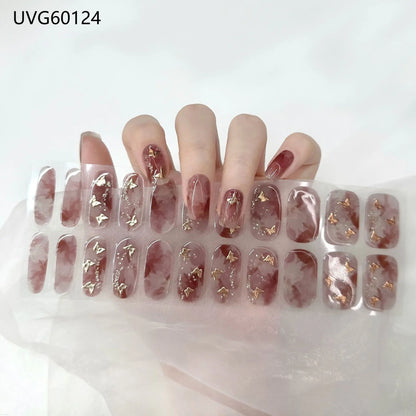 Stick-On Adhesive Semi-Cured Gel Nail Waterproof Long Lasting  (UV Lamp Needed)