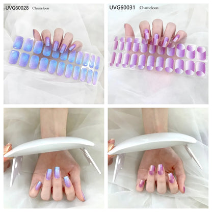 Stick-On Adhesive Semi-Cured Gel Nail Waterproof Long Lasting  (UV Lamp Needed)